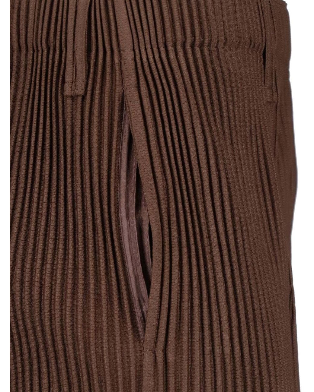 Homme Plissé Issey Miyake Brown Homme Plissé Issey Miyake Pleated Polyester Trousers for men