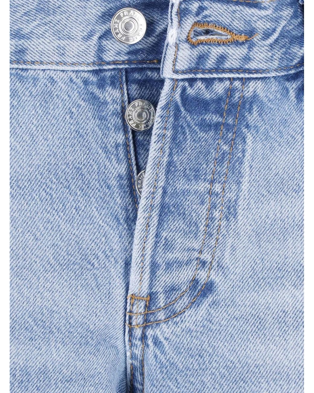 FRAME Blue High-Rise Wide-Leg Jeans