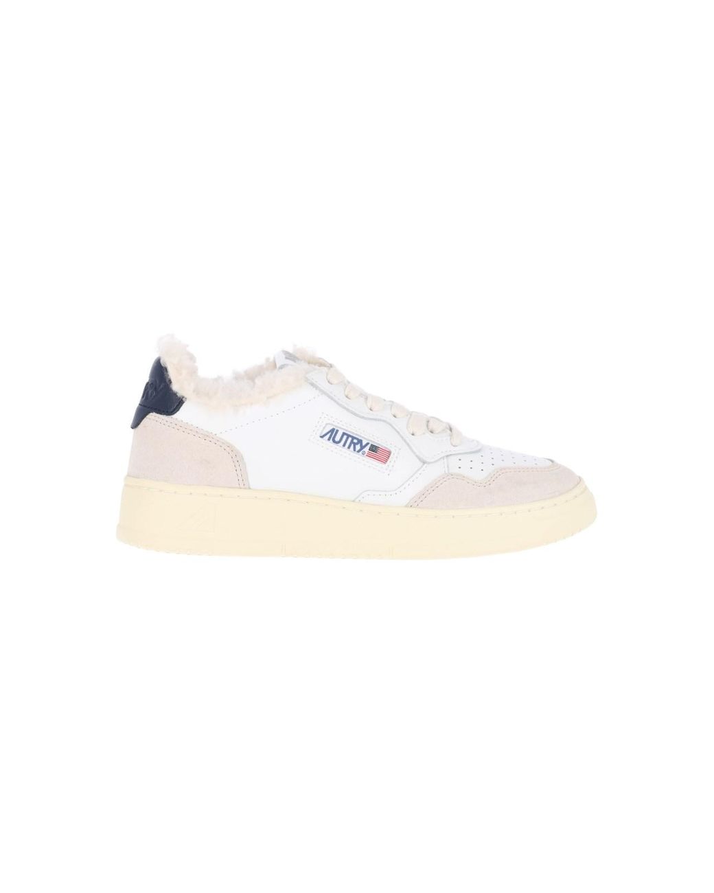 Autry White Shearling-Lined Low-Top Sneakers