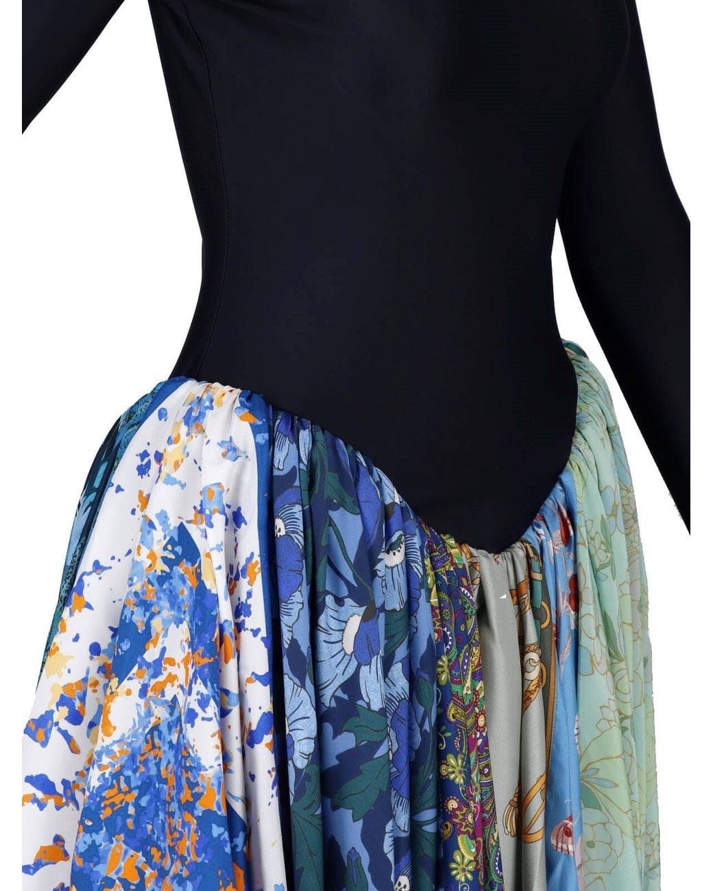 MARINE SERRE Blue Midi Dress With Upcycled Scarf