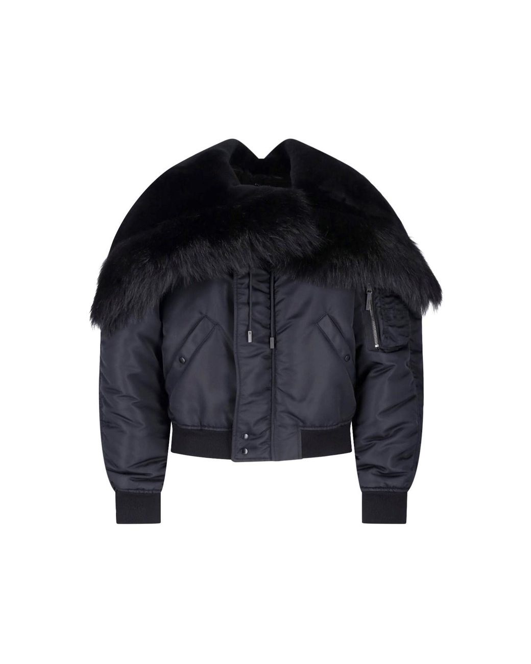 Gucci Blue Bomber Jacket With Fur