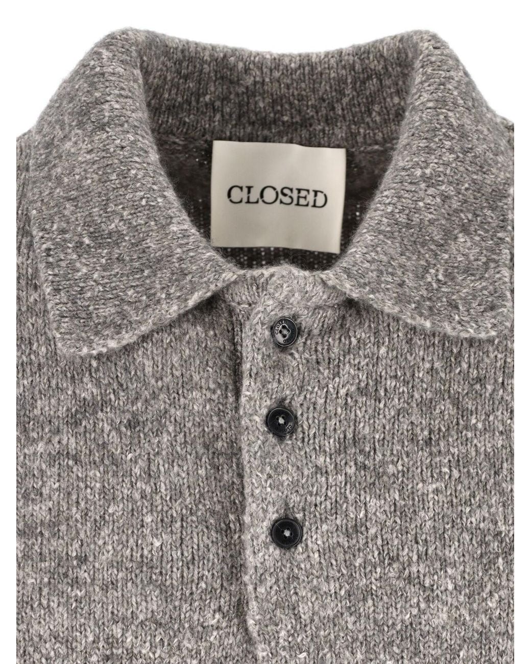 Closed Gray Wool-Blend Knit Sweater for men