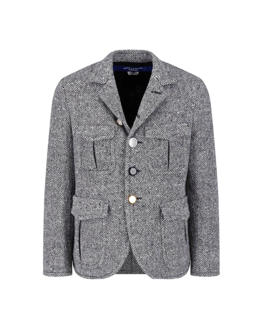 Junya Watanabe Gray Herringbone Wool Blazer Jacket for men