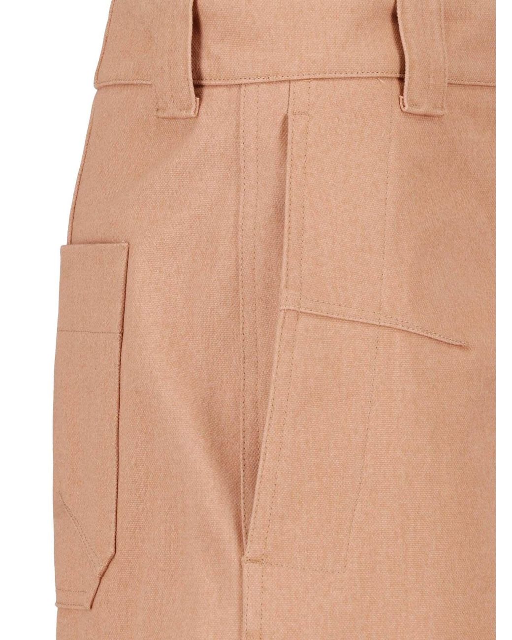 Chloé Natural Cotton Trousers With Buffalo Horn Back Button