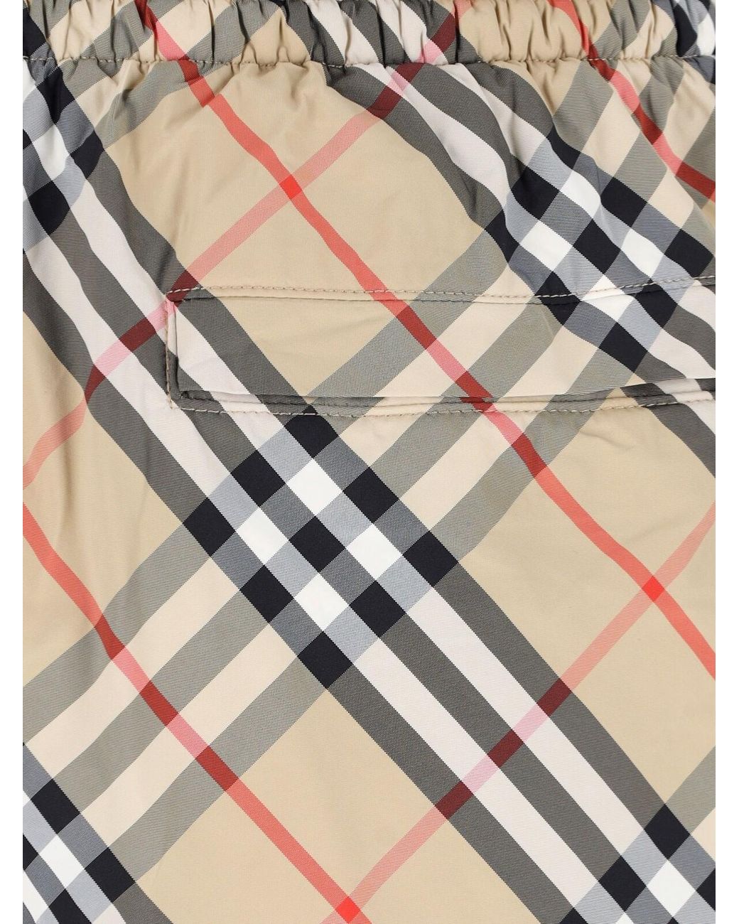 Burberry White Beach Shorts “Check” for men