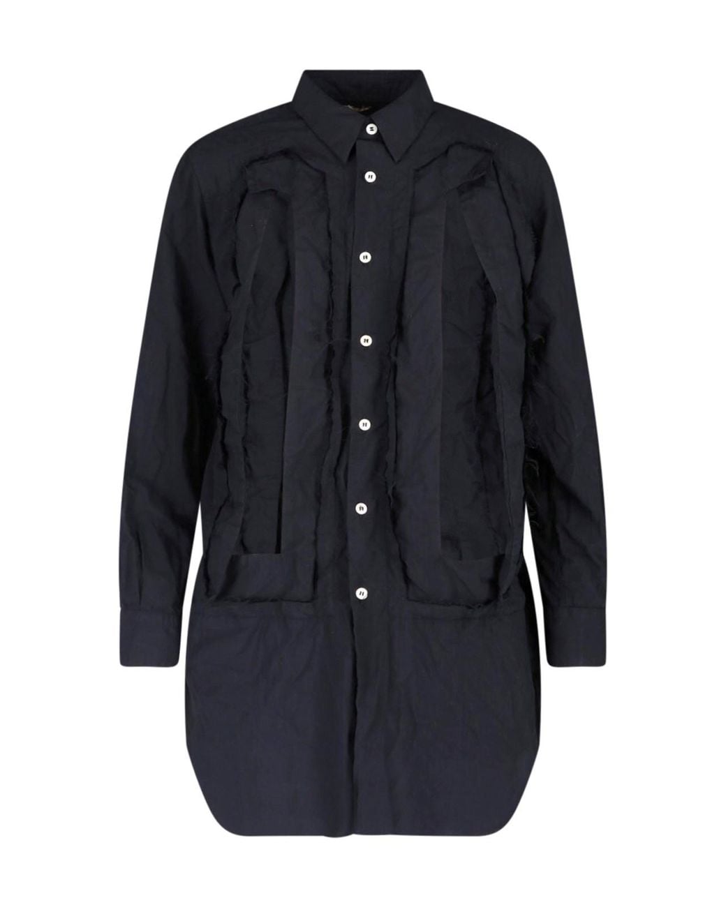 Comme des Garçons Blue Ruffle Detail Button-Down Shirt