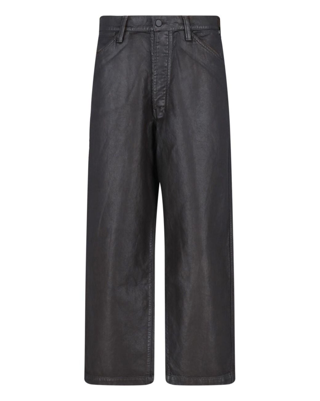 Lemaire Gray Cotton Trousers With Cowhide Detail for men