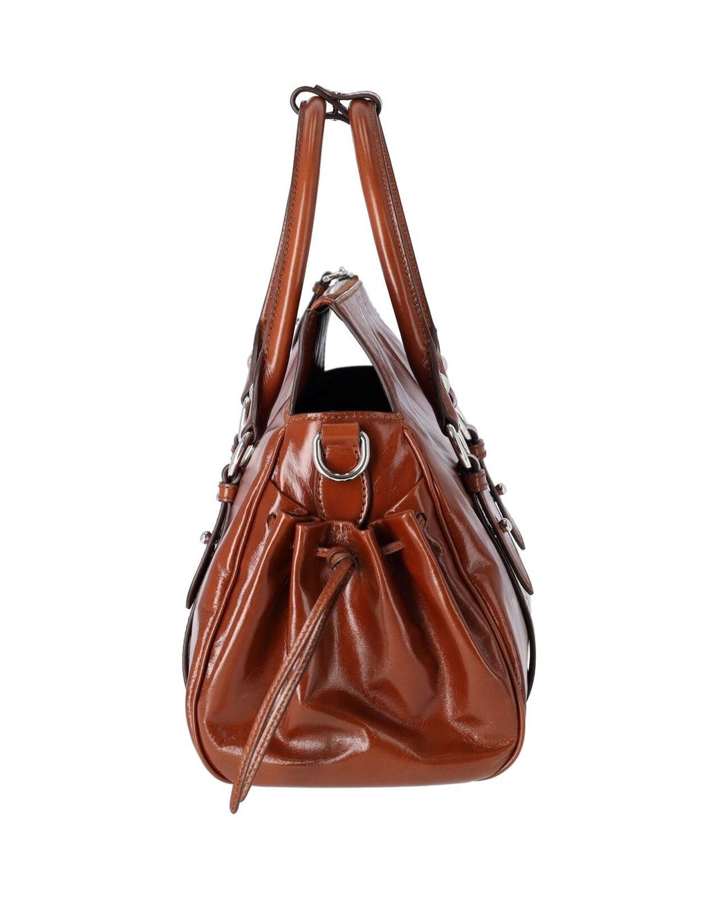 Miu Miu Brown Shiny Leather Handbag