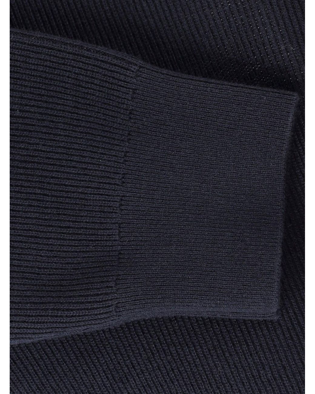 Closed Blue Ribbed Knit Zip-Up Mock Neck Sweater for men