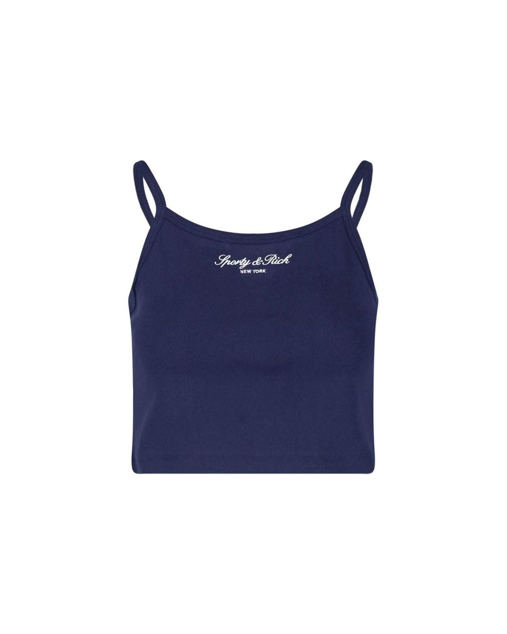 Sporty & Rich Blue Cotton Camisole Tank Top