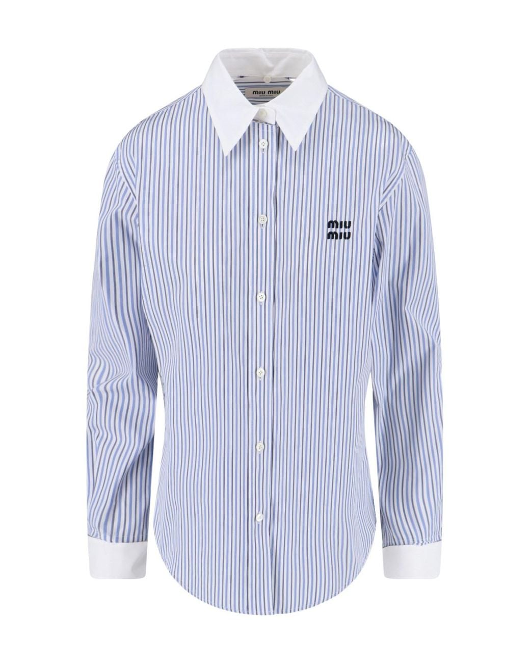 Miu Miu Blue Striped Cotton Shirt