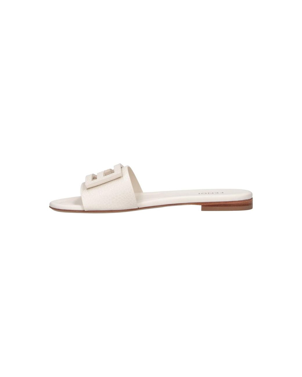 Fendi White Slides Sandals "Baguette"