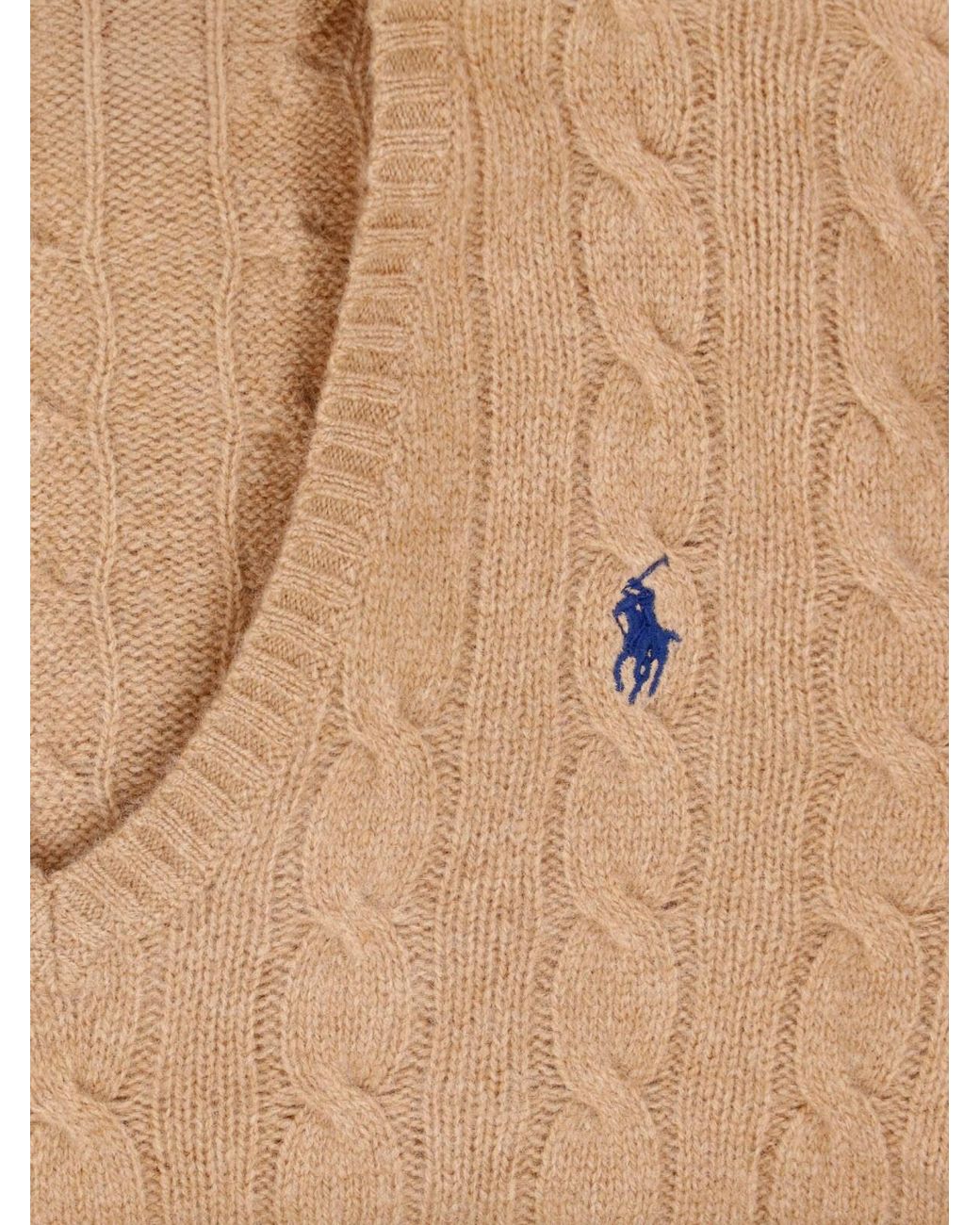 Polo Ralph Lauren White Cable-Knit V-Neck Sweater