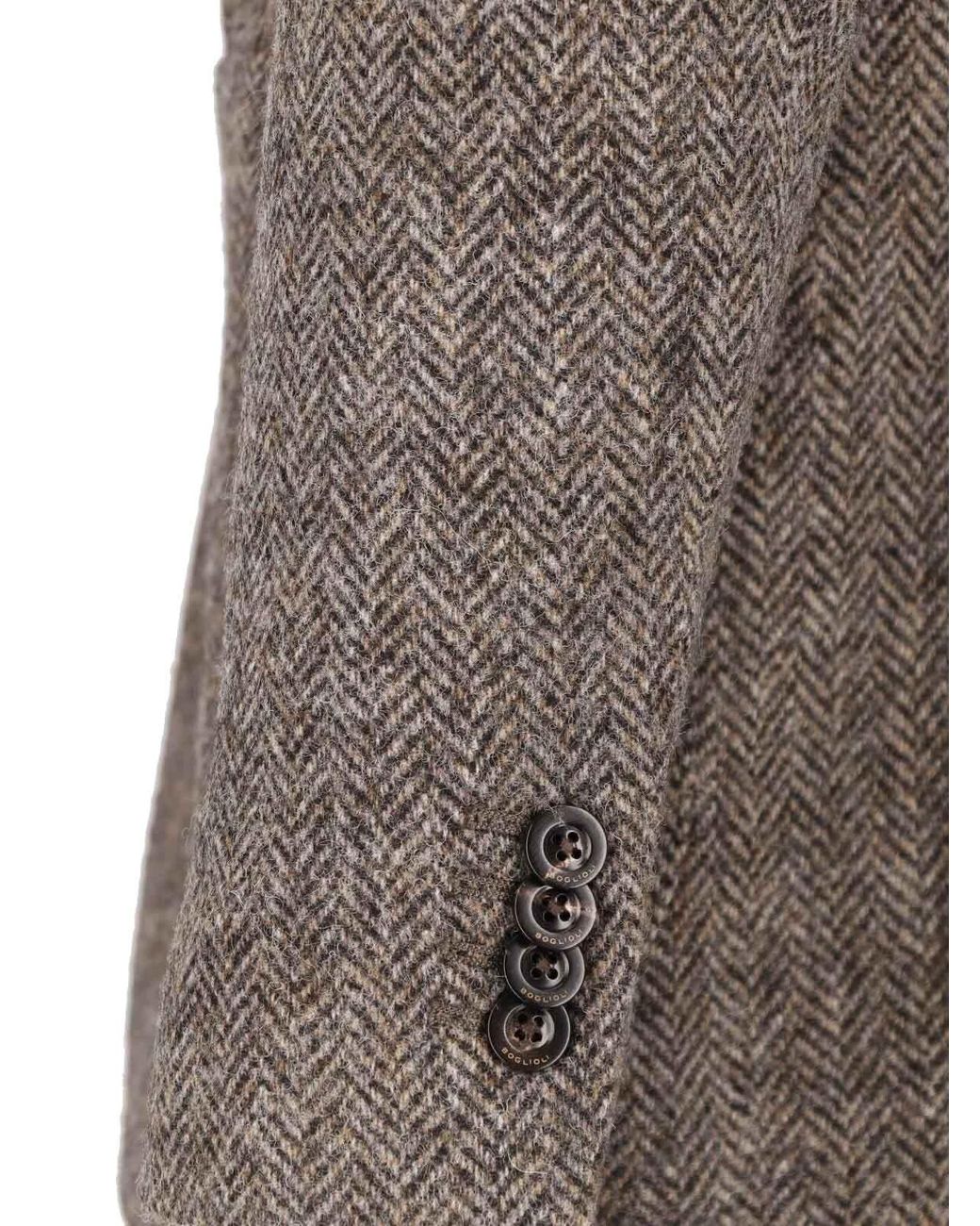 Boglioli Brown Single-Breasted Wool Blazer for men