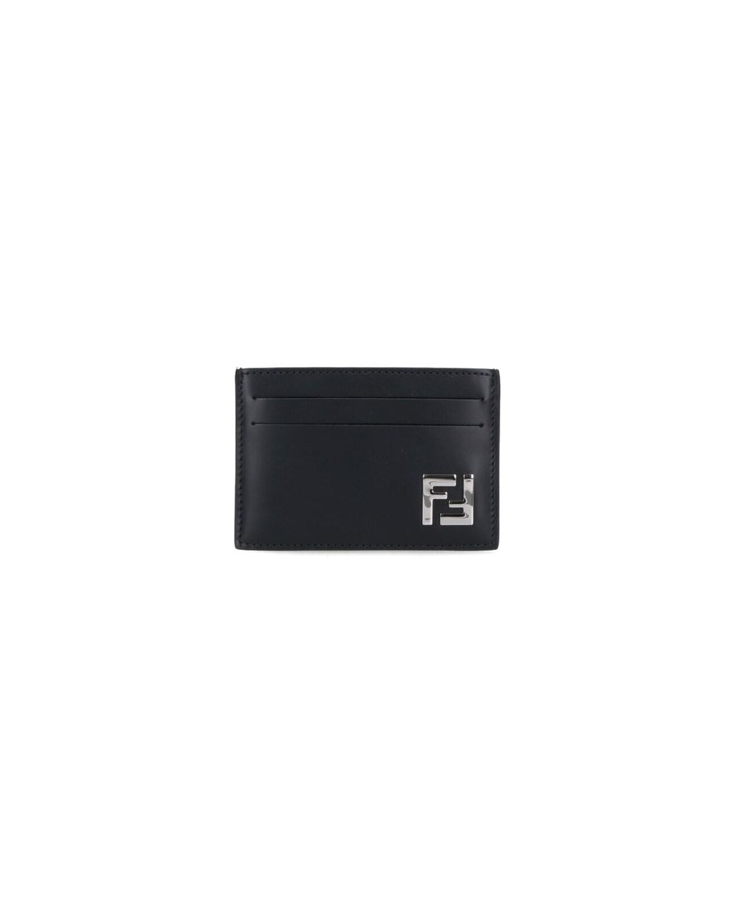 Fendi Black Slim "Squared Ff" Card Holder for men