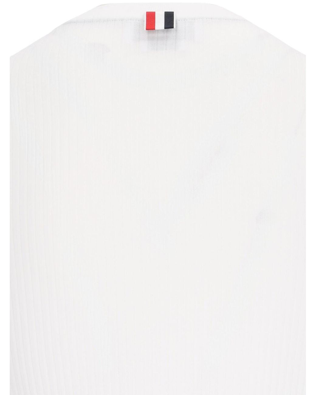 Thom Browne White Three Stripes Logo T-Shirt