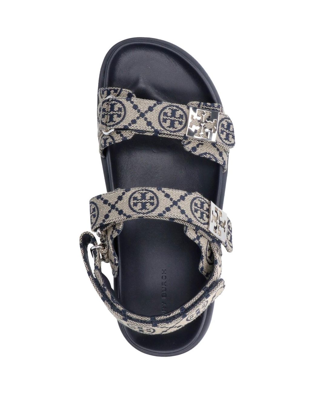 Tory Burch Blue Logo Jacquard Platform Sandals