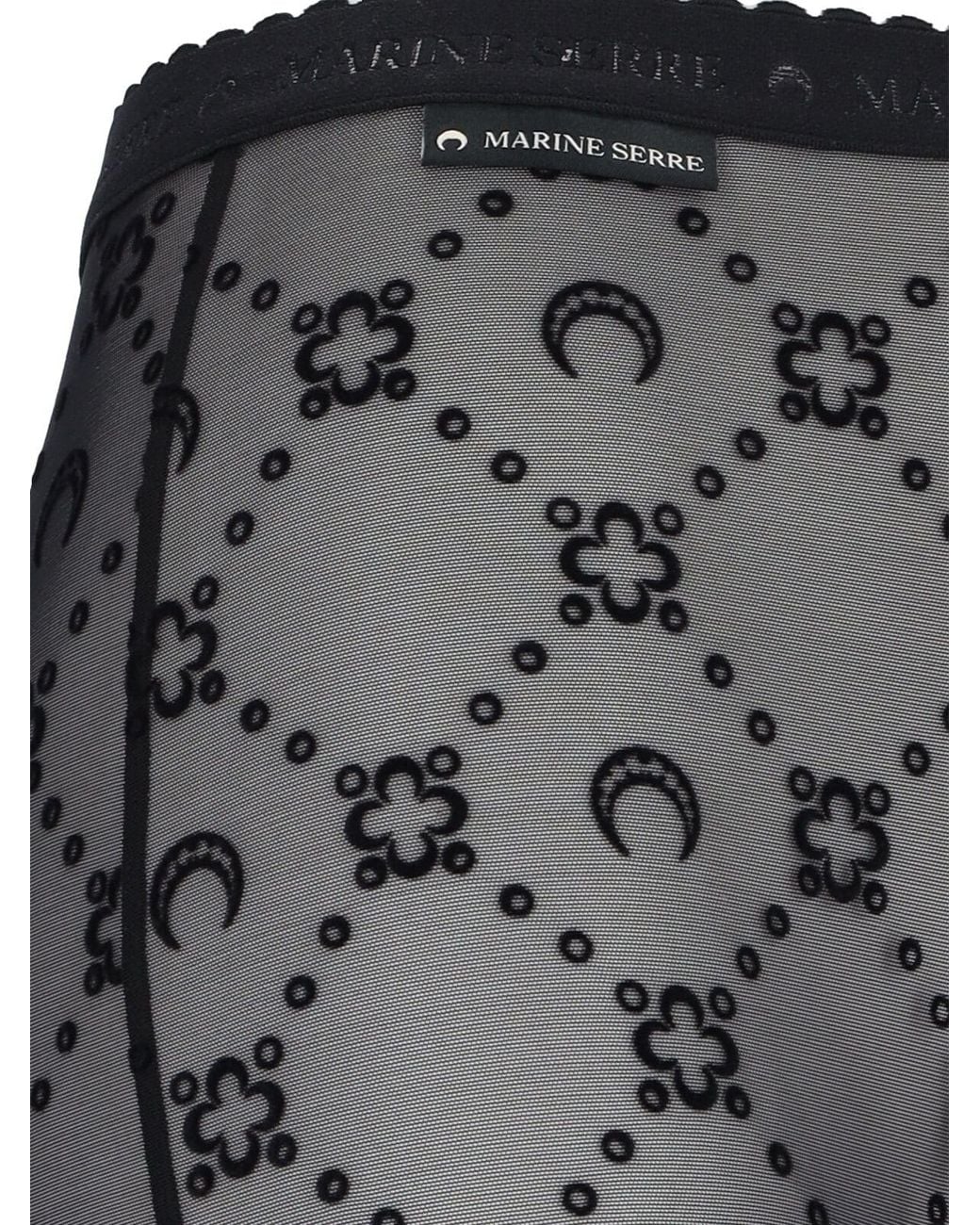 MARINE SERRE Gray High Waist Sheer Tights With Tone-On-Tone Logo Design