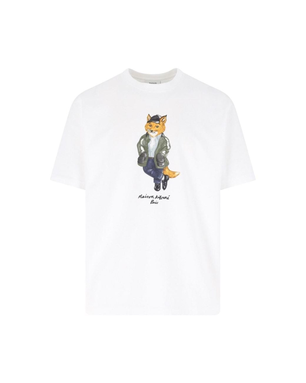 Maison Kitsuné White T-Shirt "Weekend Fox" for men