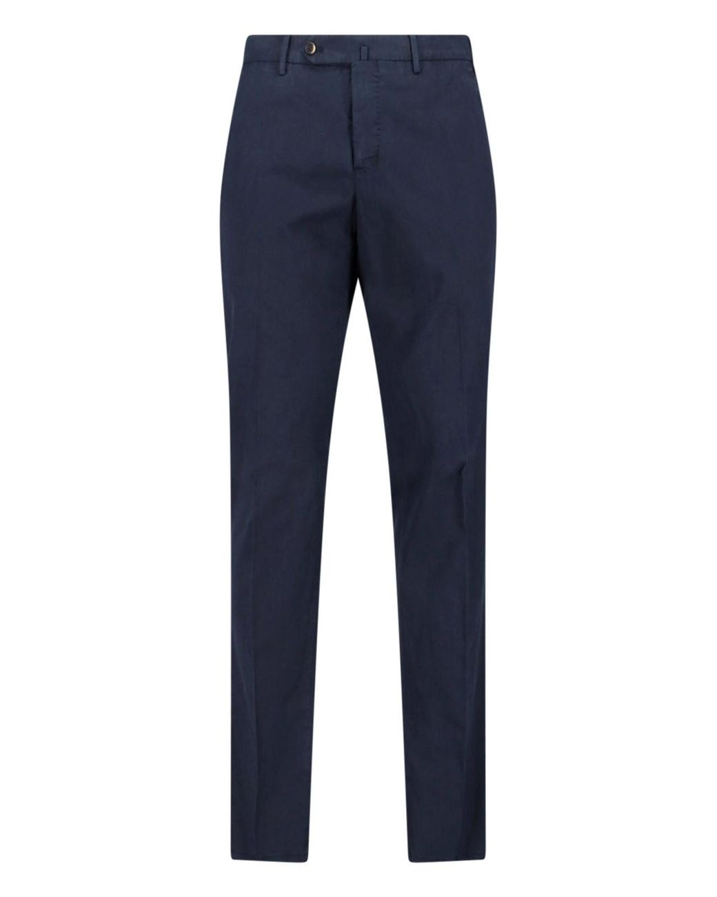PT Torino Blue Cotton Blend Trousers for men