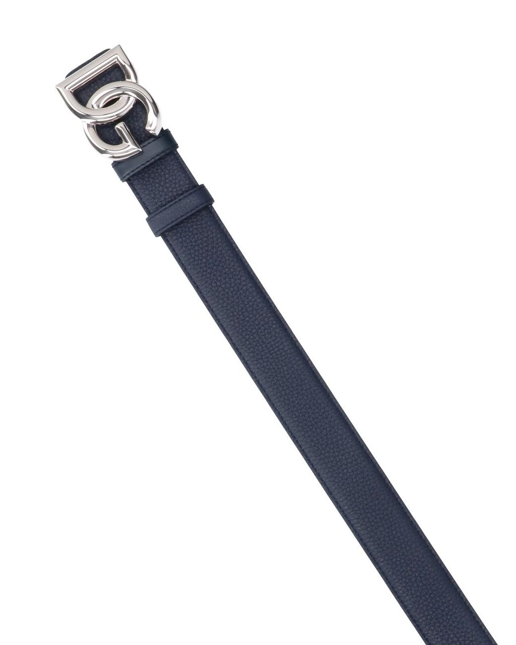 Dolce & Gabbana Blue Leather Belt With Logo Buckle for men
