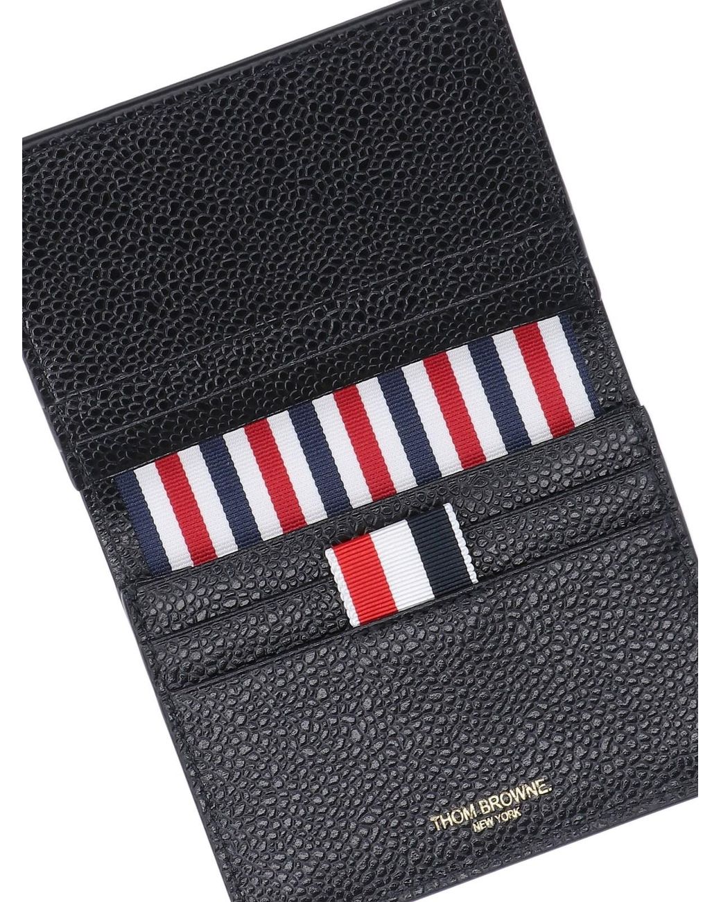 Thom Browne Black Leather Card Holder for men