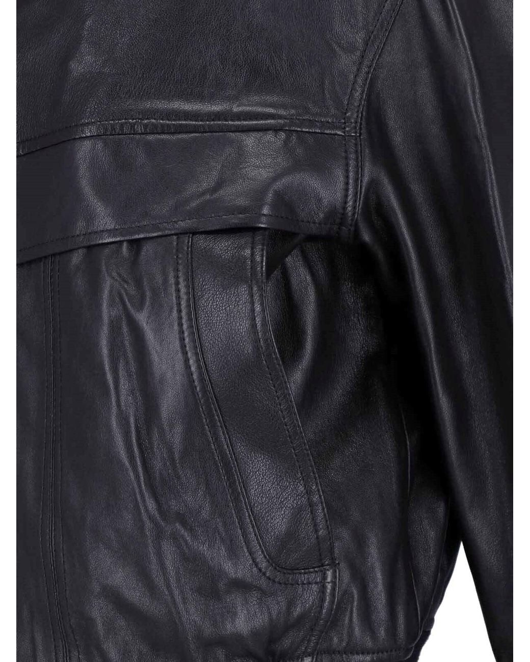 DUNST Black Leather Zip Jacket for men