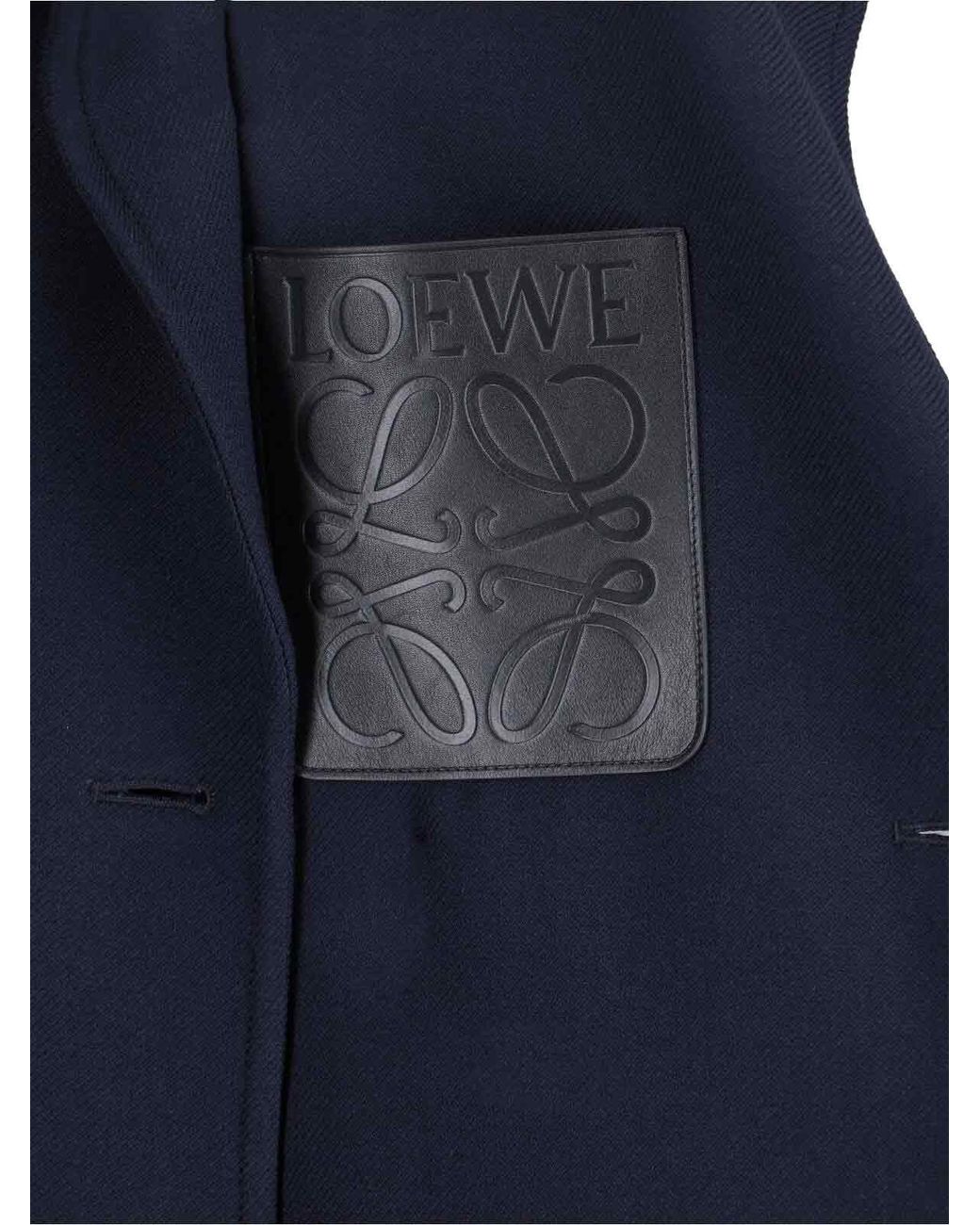 Loewe Blue Double-Breasted Wool Coat