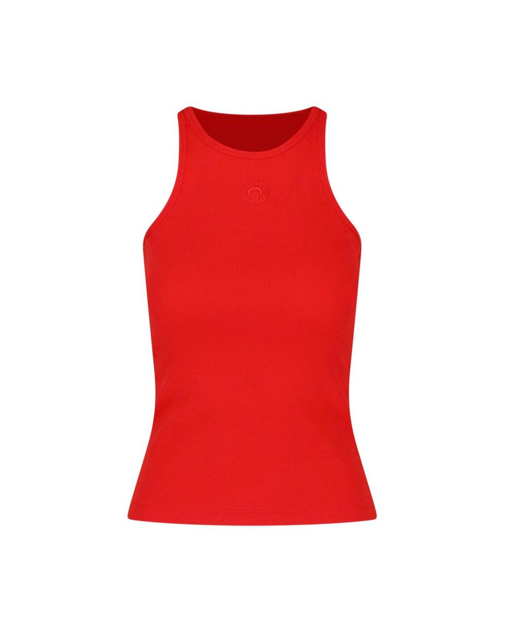 MARINE SERRE Red Ribbed Racerback Tank Top