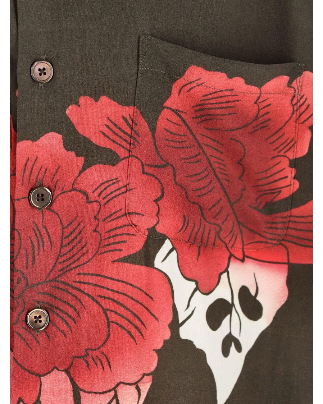 Our Legacy Green Loose-Fit Long-Sleeve Shirt With Bold Floral Pattern for men