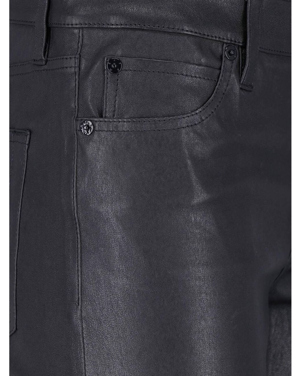 FRAME Blue Leather Flared Trousers