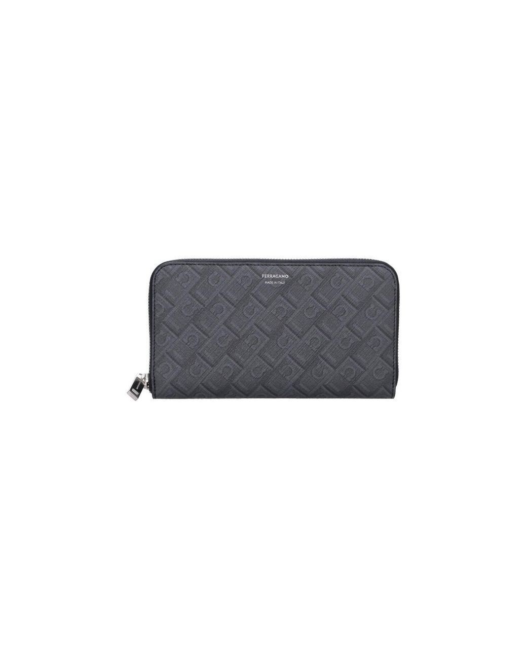 Ferragamo Black Monogram Zip-Around Wallet for men
