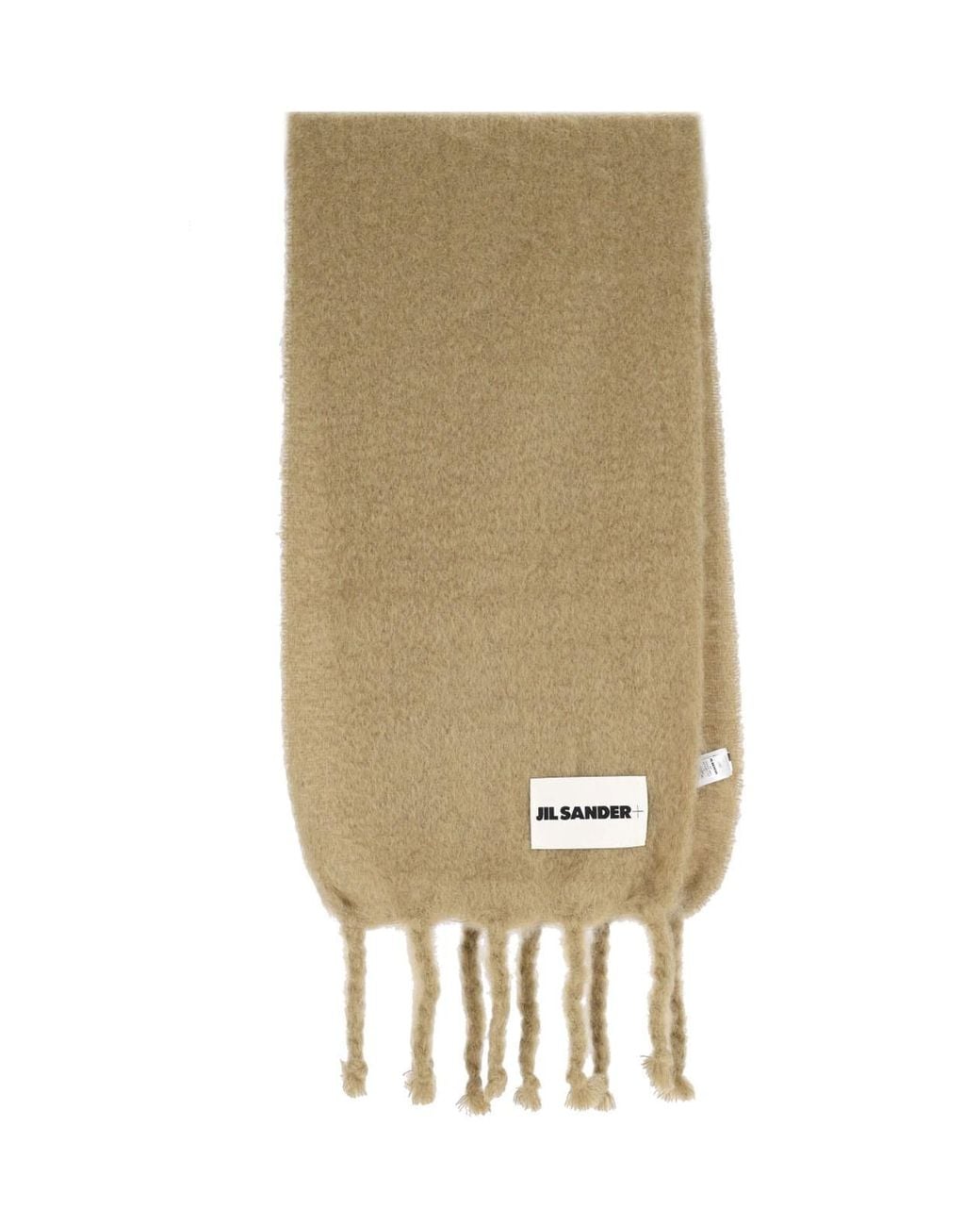 Jil Sander Natural Brushed Knit Fringe Scarf for men