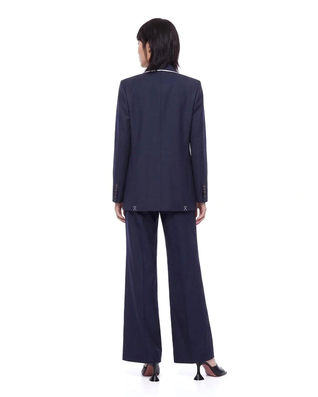 Dries Van Noten Blue Double-Breasted Embroidered Blazer