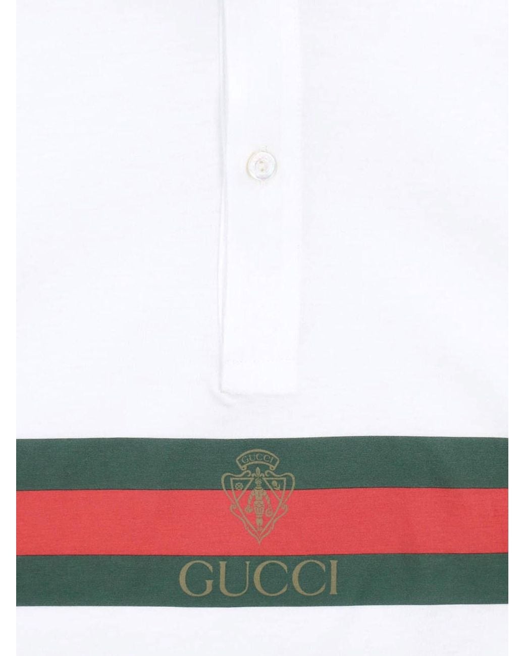 Gucci White Cotton Polo "Web" for men