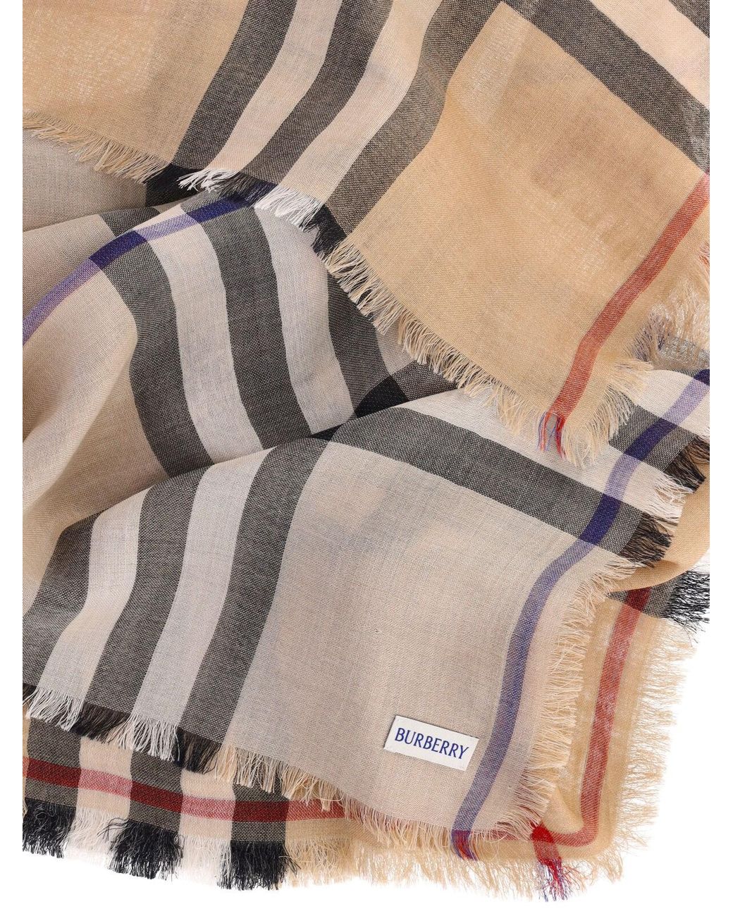 Burberry Gray Wool And Silk Scarf "Check"