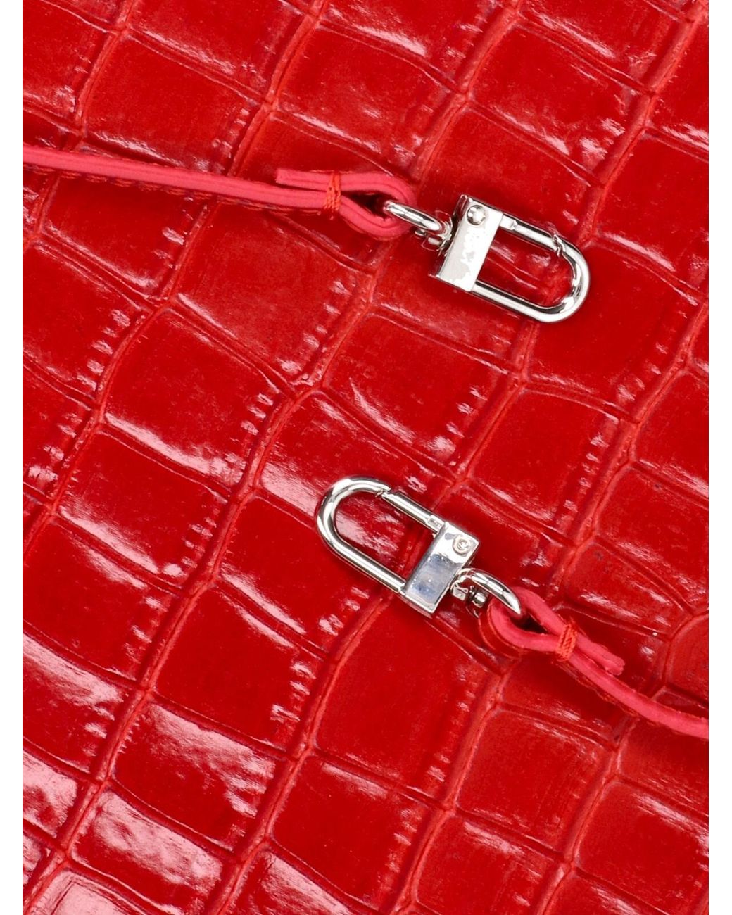 Coperni Red Heart-Shaped Croc-Embossed Tote Bag