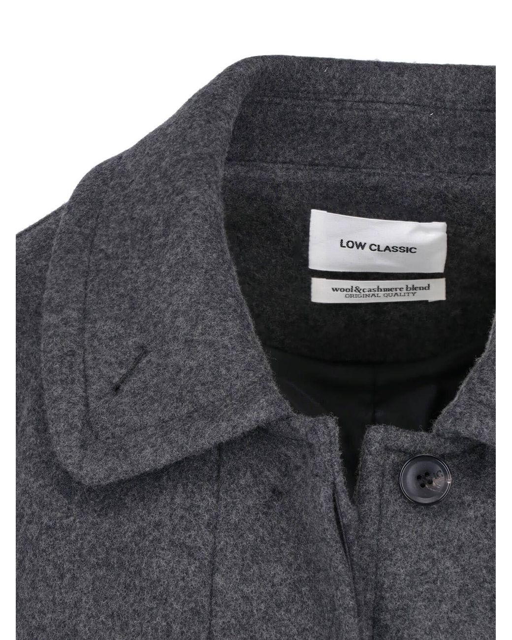 Low Classic Gray Wool And Cashmere Blend Coat