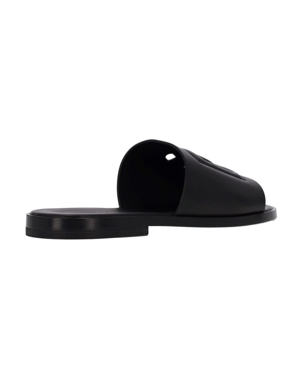 Dolce & Gabbana Black Leather Slide Sandals for men