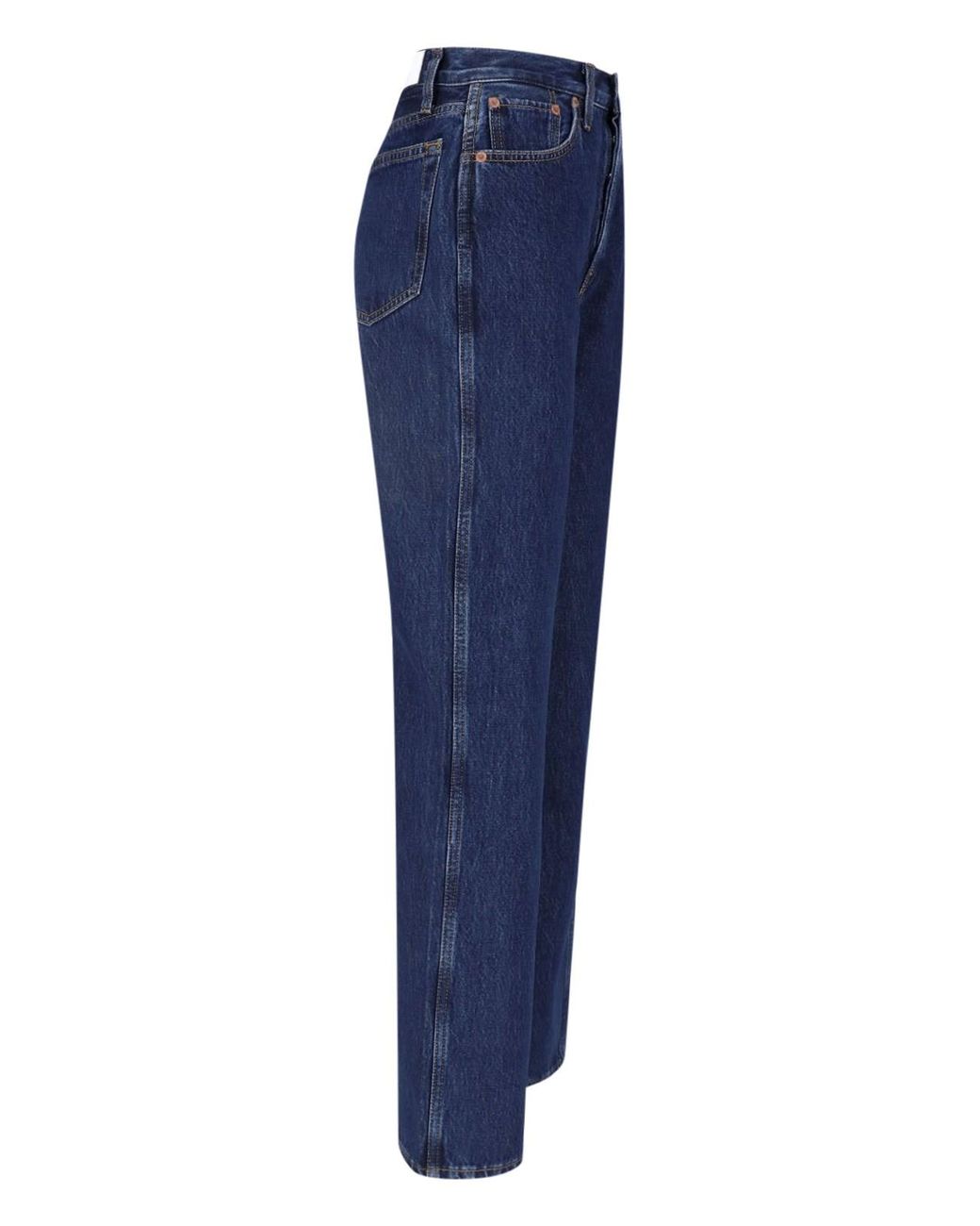Re/done Blue High-Rise Straight-Leg Jeans