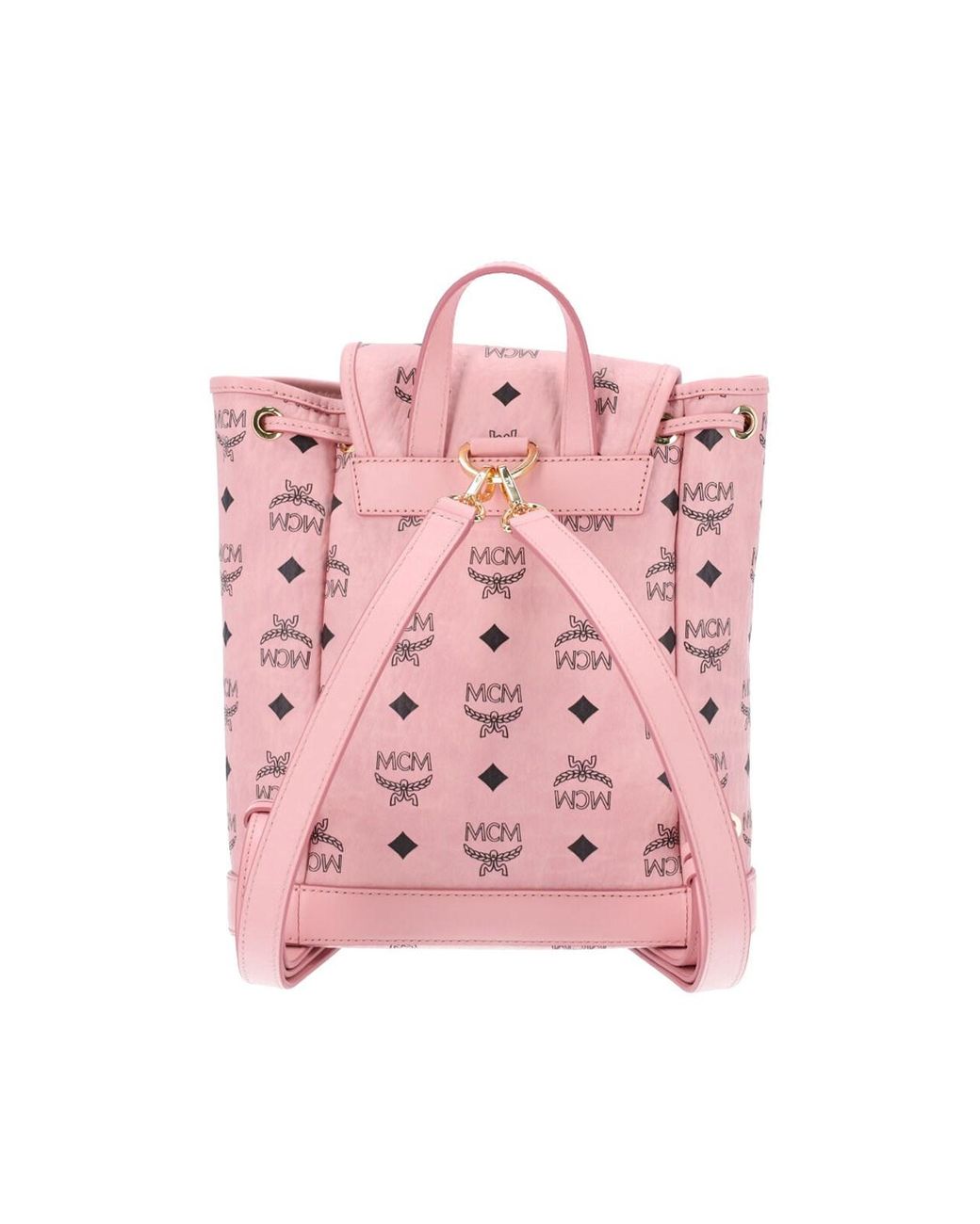 MCM Pink Mini Logo Print Backpack