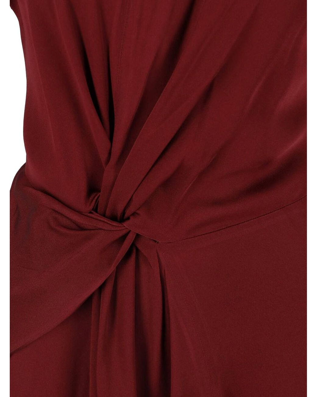 Victoria Beckham Red Burgundy Midi Dress With Draped Waist