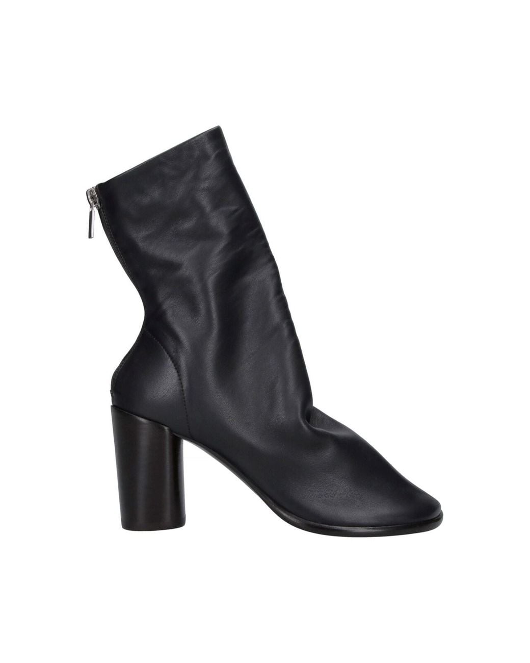 Lemaire Black Glove Square Toe Zip Leather Boots