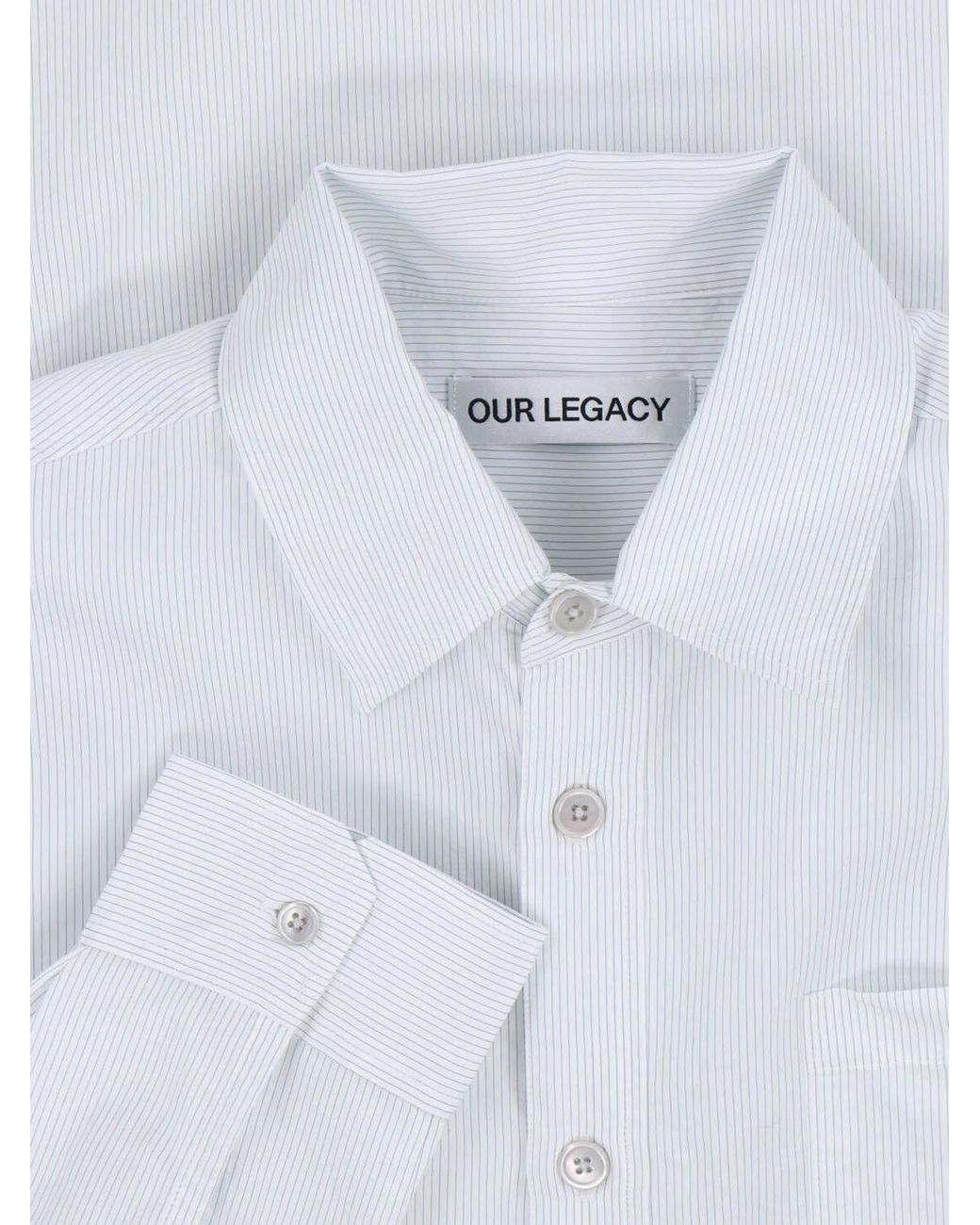 Our Legacy White Vast Striped Patterned Shirt for men