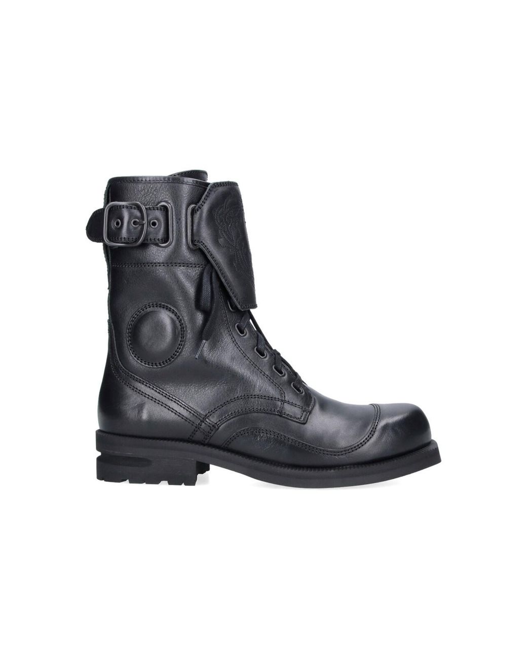 Kiko Kostadinov Black Lace-Up Buckle Leather Boots for men