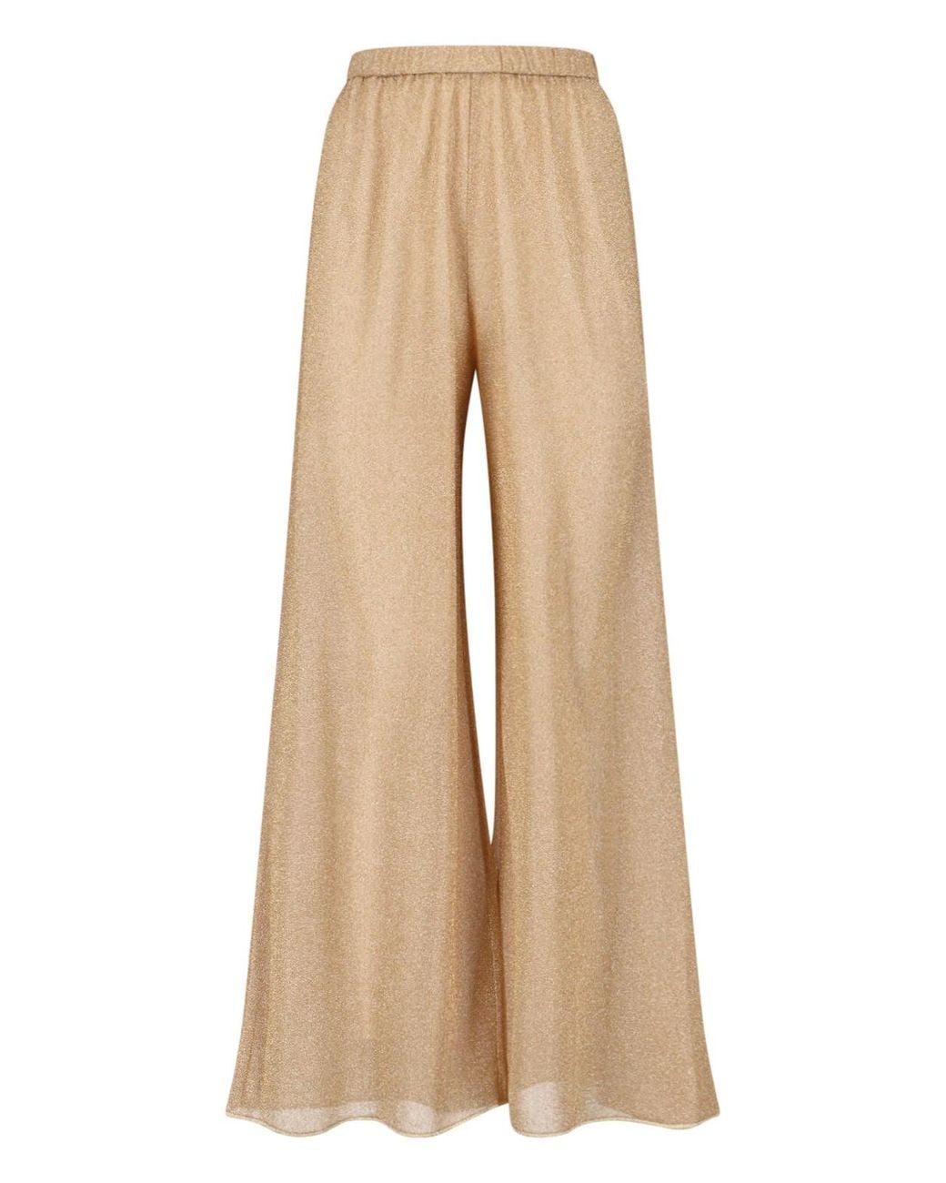 Oseree Natural Lumière Metallic Wide-Leg Sheer Pants