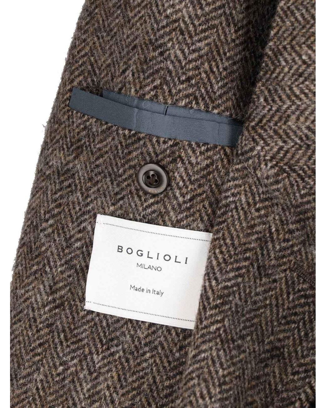 Boglioli Brown Single-Breasted Wool Blazer for men