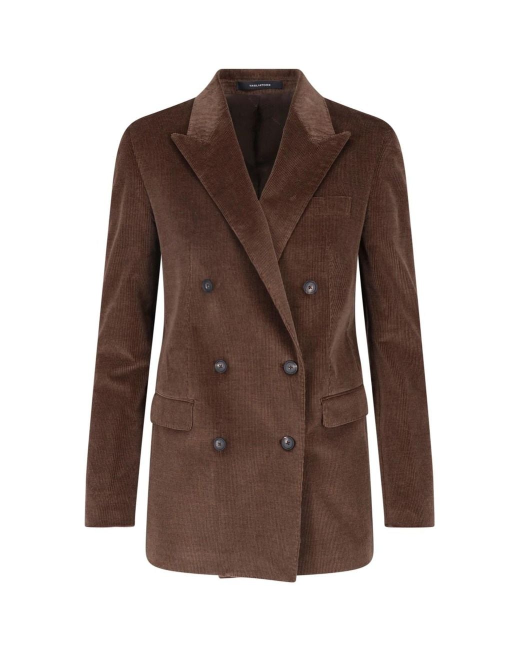 Tagliatore Brown Double-Breasted Corduroy Blazer Jacket