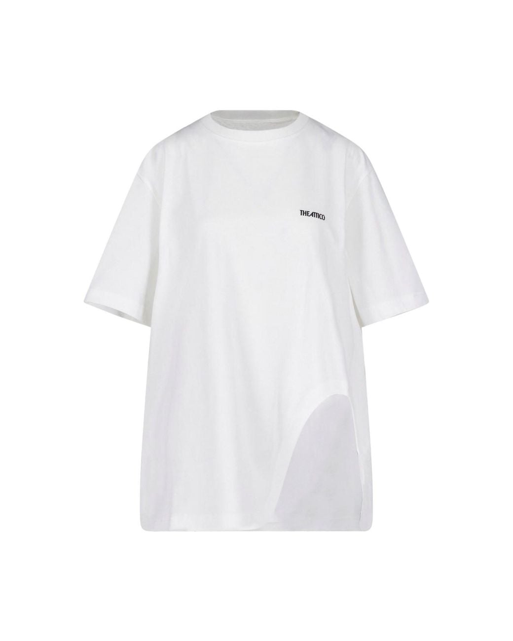 The Attico White Short-Sleeve T-Shirt With Curved Cutout Detail