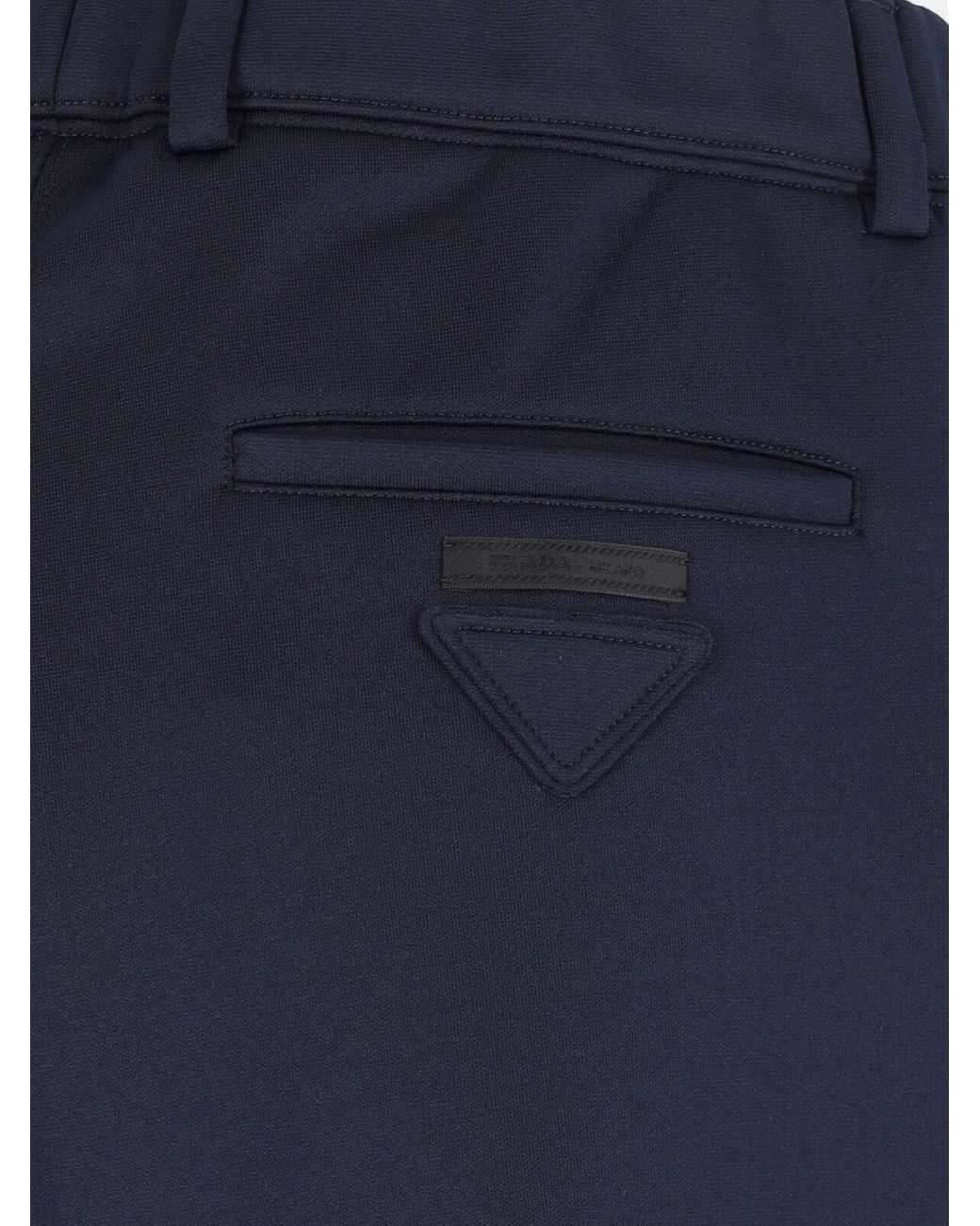Prada Blue Logo Straight Pants for men
